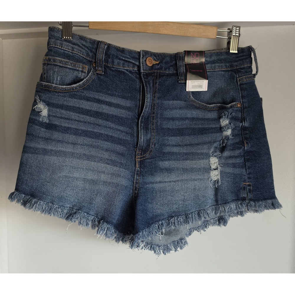 No Boundaries Women's Shorts Size 13 Blue Solid Casual Bermuda Mom Cut-Off NWT